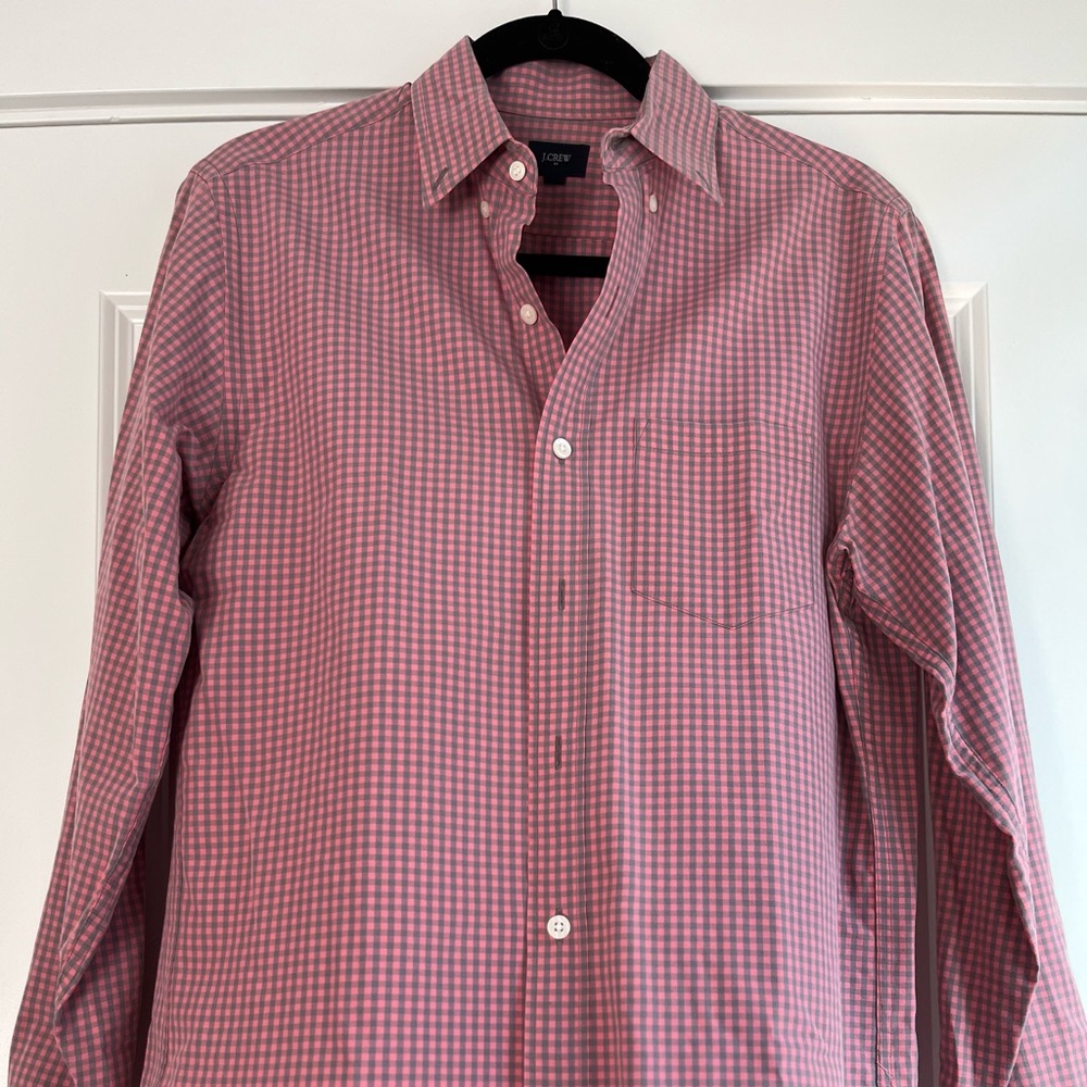 J. Crew Pink and Blue Checkered Dress Shirt